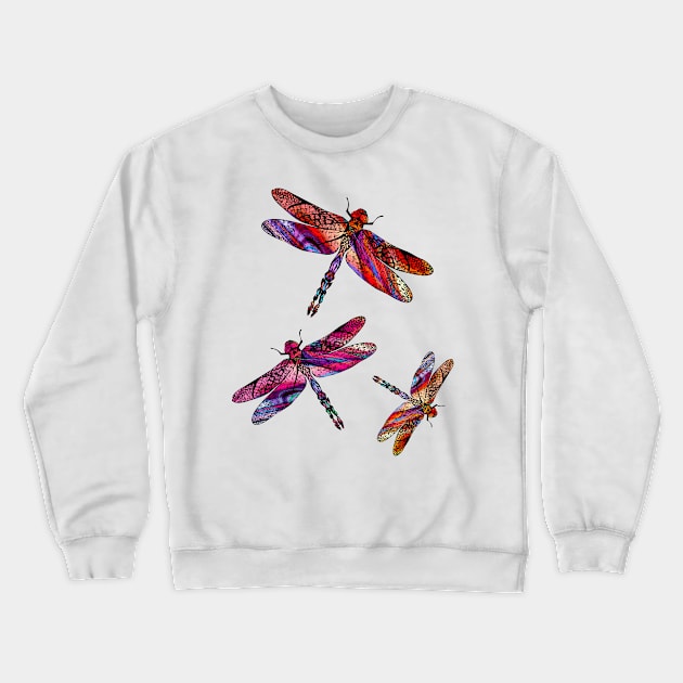 Ornate Dragon Fly Colorful Insect Illustration Crewneck Sweatshirt by VintCam